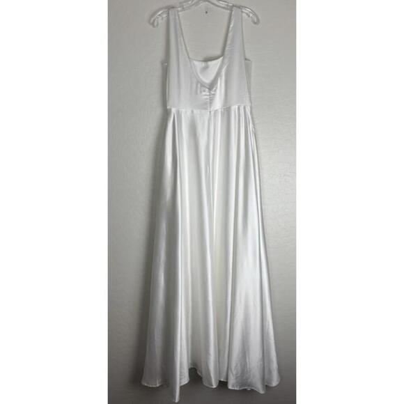 LULUS Endless Radiance Ivory Satin Open Back Pockets L 1494 - Picture 4 of 6